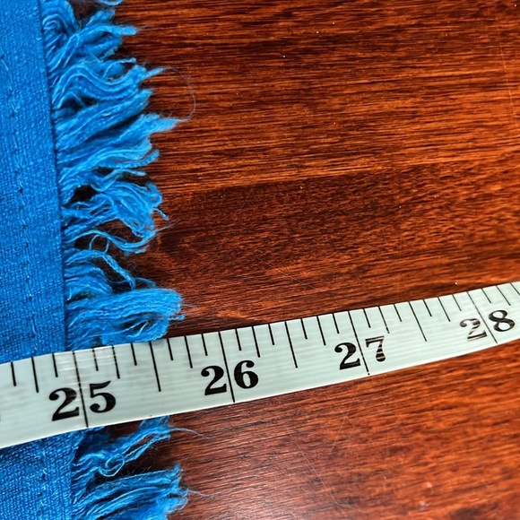 Umgee Womens Tank Top Royal Blue L Adj Slip Straps Fringe Details Linen/Rayon - Picture 9 of 10